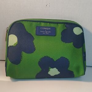 Clinique Kate Spade Green /Blue Make-Up Bag